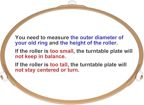 Miniatura 6 de Anillo giratorio de microondas de 8.8 pulgadas con rodillos de 0.591 in, soporte de bandeja para horno de microondas, anillo de rodillo giratorio de