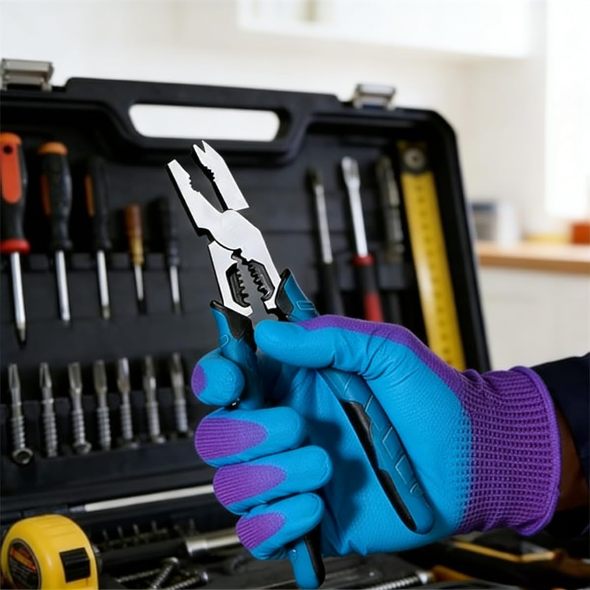 Industrial-Grade Multi-Function Cutting Pliers, 9-in-1 Heavy-Duty Multi-Functional Pliers Nail Puller/Wire Cutter/Stripper/Crimper, Professional Wire Cutters for DIY & Home Use