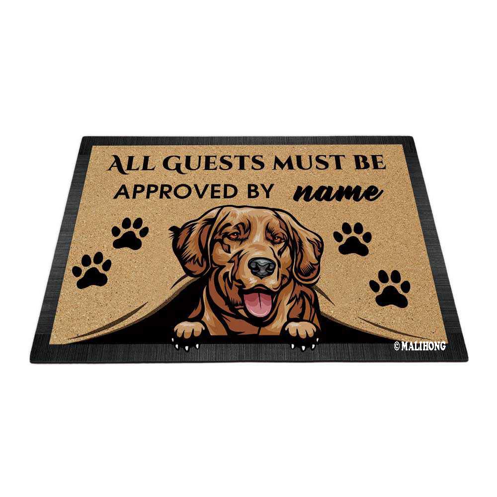BAGEYOU Personalized Dog's Name Peeking Dog Golden Retriever Doormat All Guest Must Be Approved Rugs for Home Decor 27.5 x 17.7 Inch