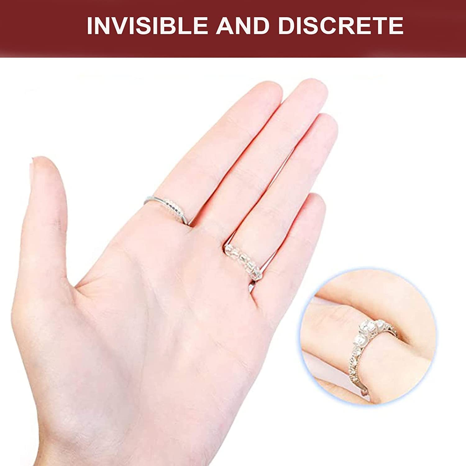 Invisible Clear Spiral Ring Size Adjuster Set (Pack of 6)