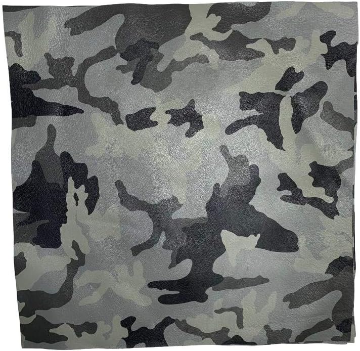 Camouflage Cowhide Leather: 8.5" x 11" Pre Cut Pieces (Granite, 5 Pack)