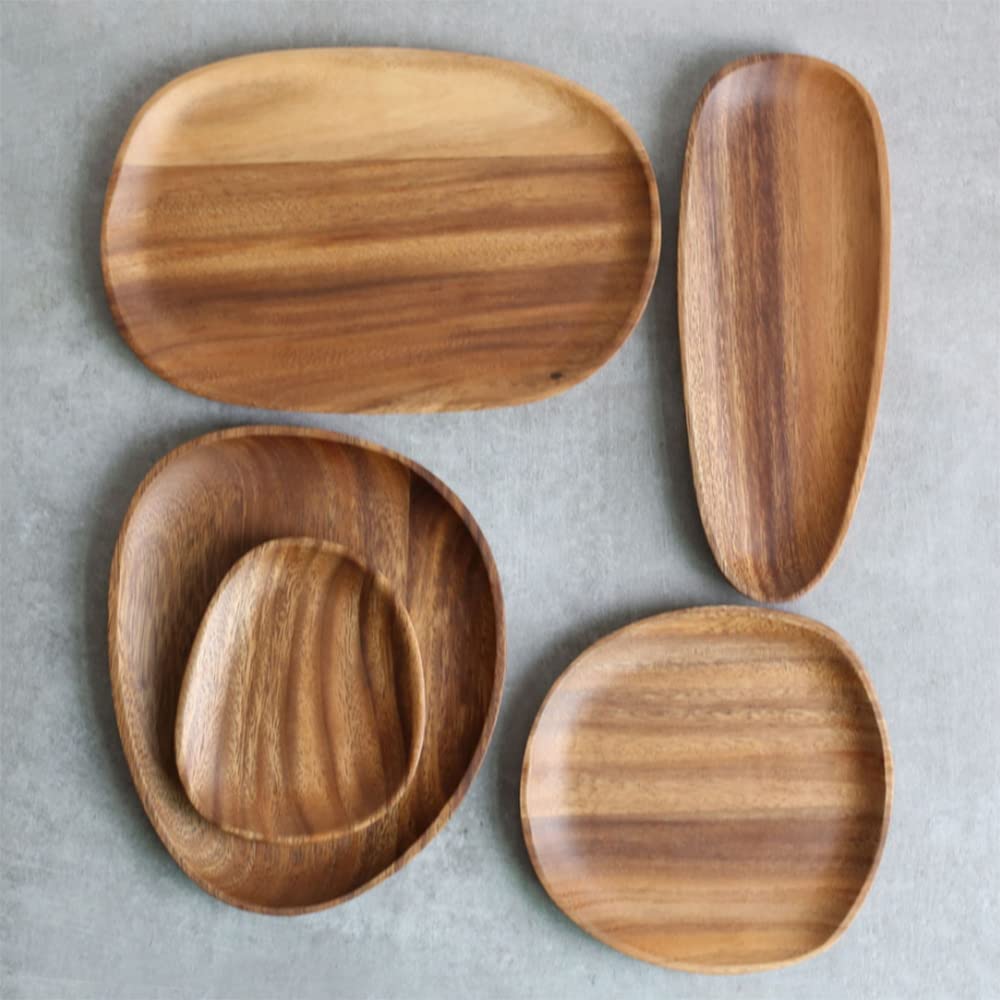 Supaway Plateau Bois Acacia Ovale - 30x12x2cm - Naturel - Pour Présentation Fruits/Fromages