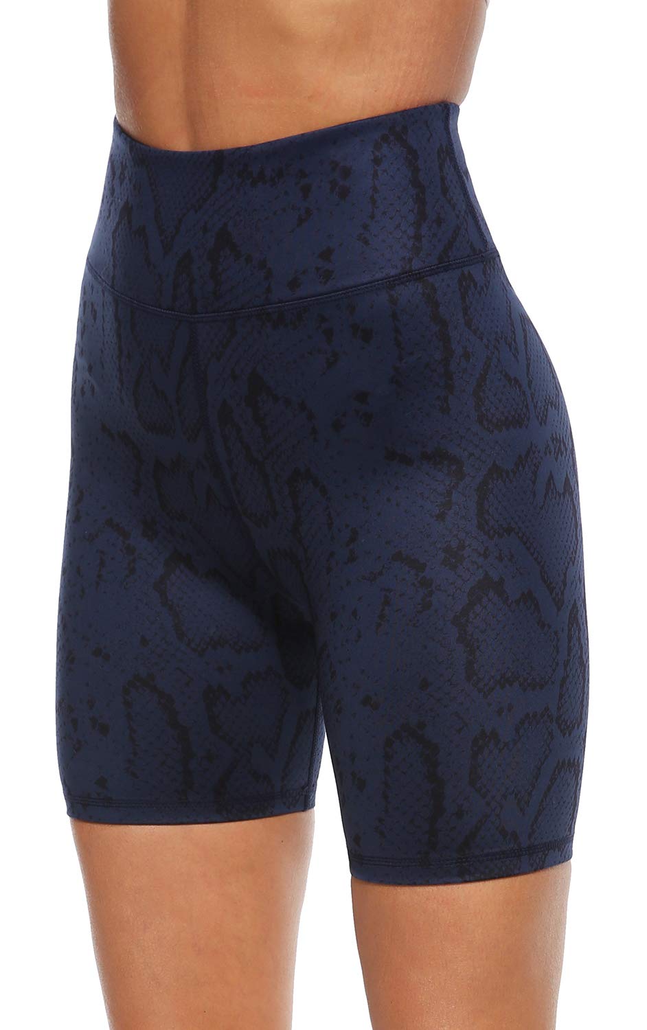 PERSITWomen's High Waist Print Workout Yoga Shorts with 2 Hidden Pockets, Non See-Through Tummy Control Athletic Shorts