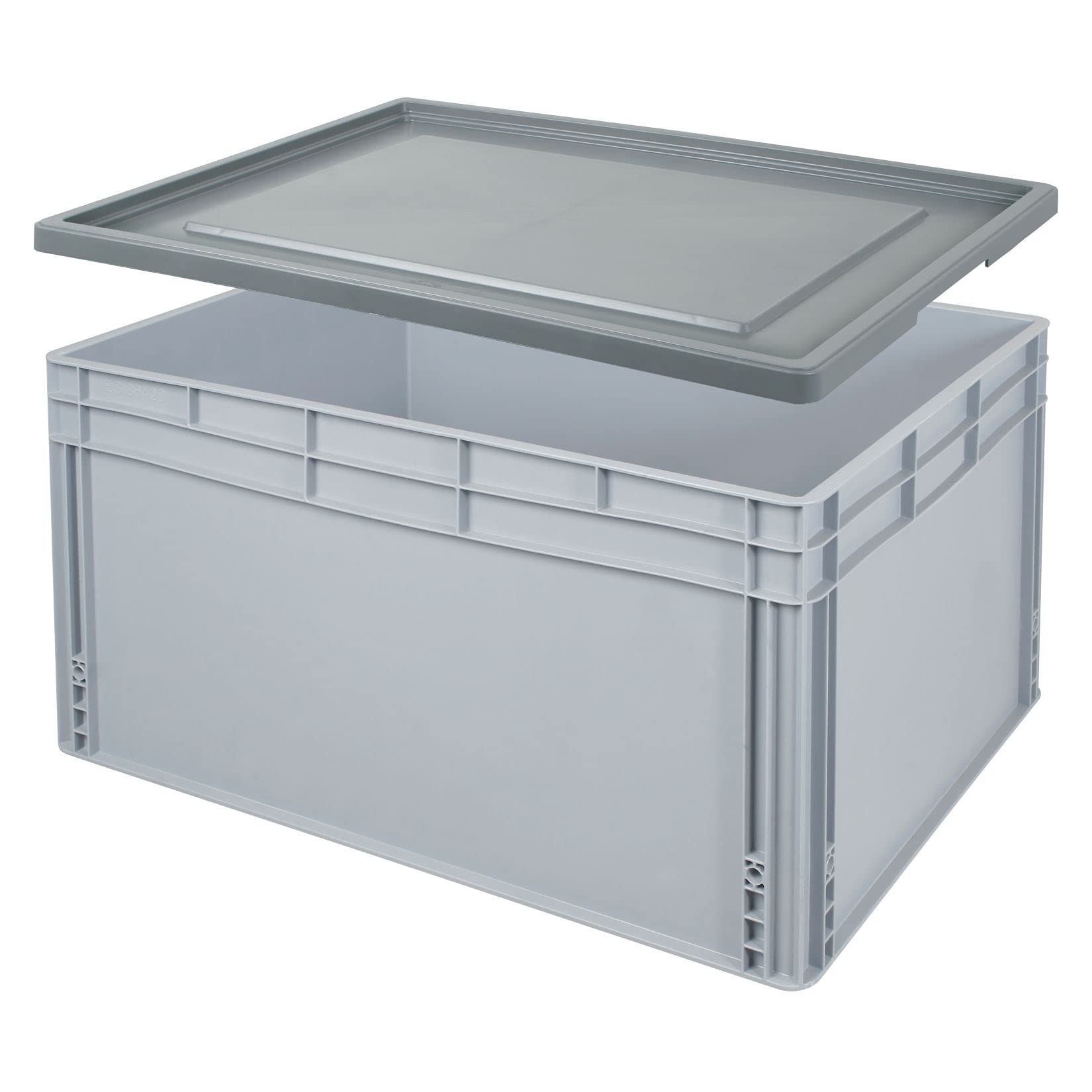 BRB Eurobox mit Stülpdeckel, LxBxH 800 x 600 x 420 mm, 175 Liter, Griffleisten