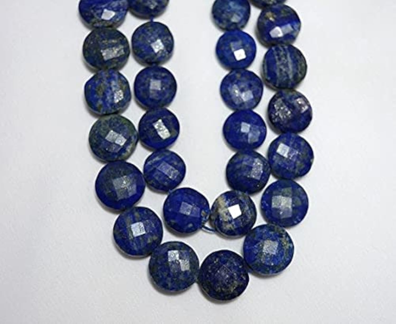 Lapis lazuli coin shape en fil de 5 pouces pour éviter les perles ternes et fragiles