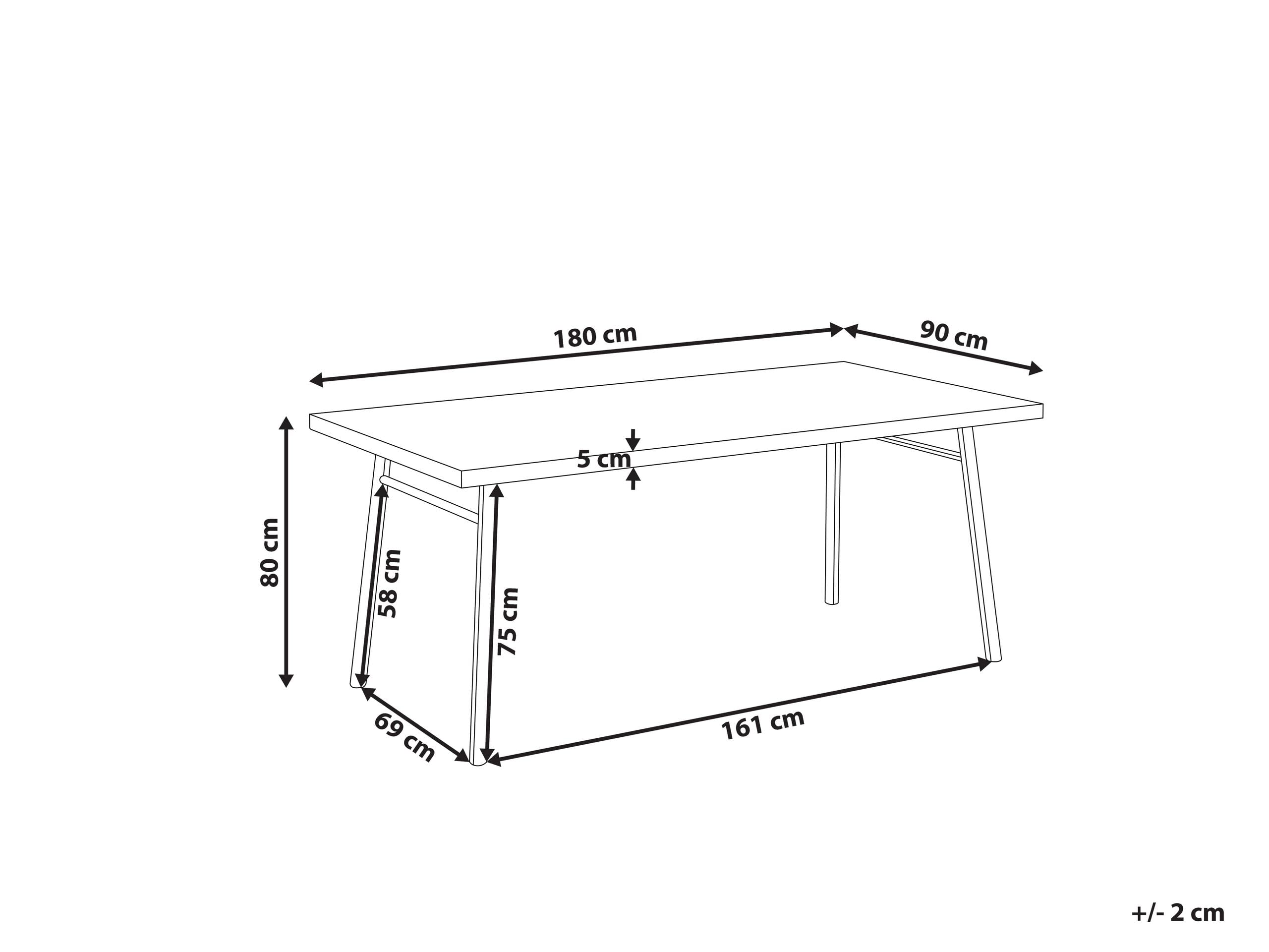 Beliani Esstisch helle Esche Holzoptik 180x90 cm für 6 Personen Holzbeine schwarz Ivorie