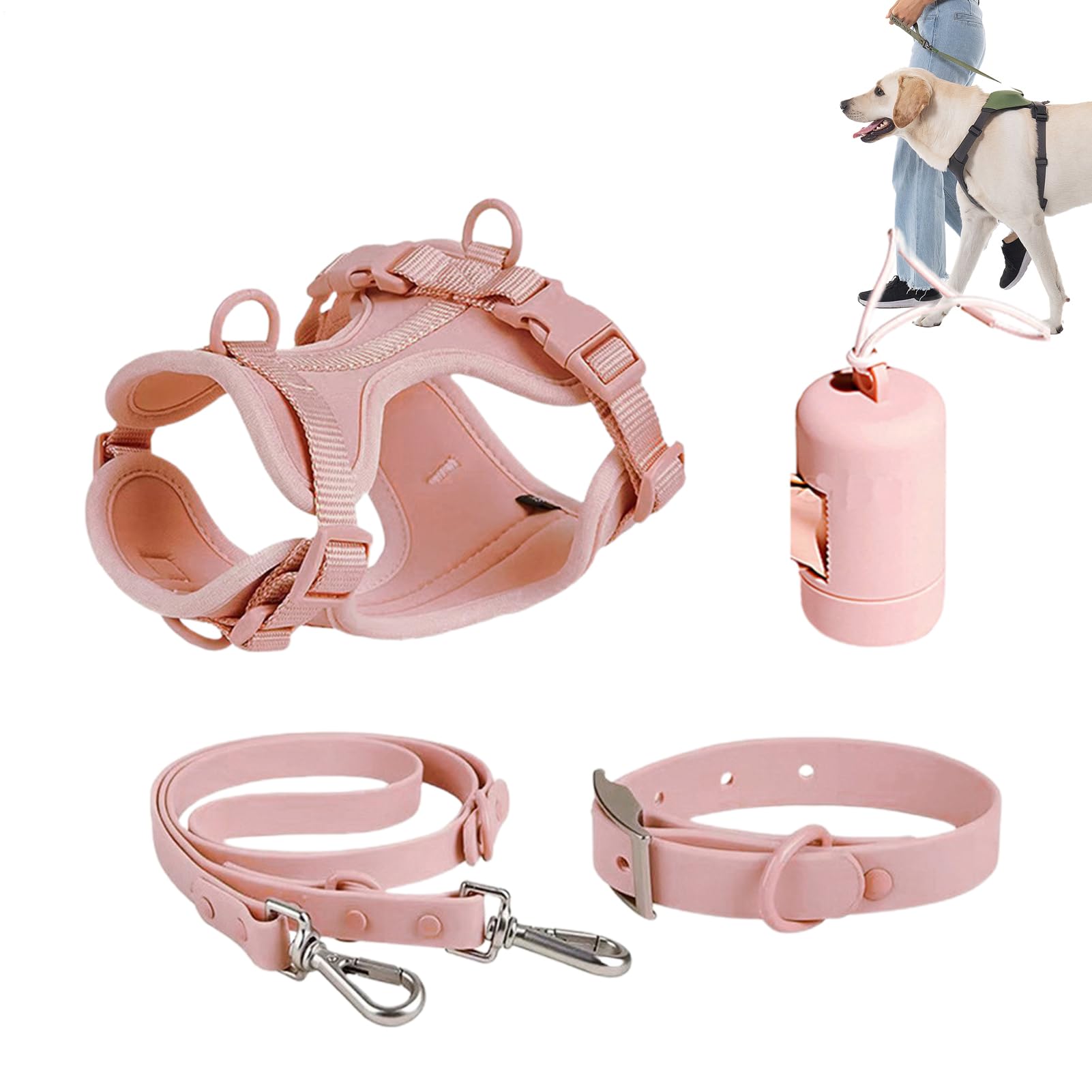 Hundegeschirr-Set für kleine Hunde, Hundeleinen-Set | Haustiergeschirr | Halsband und Leine im Set | Hundewestengeschirr mit Leine, Sicherheitshalsband, verstellbar mit Kotbeutelhalter