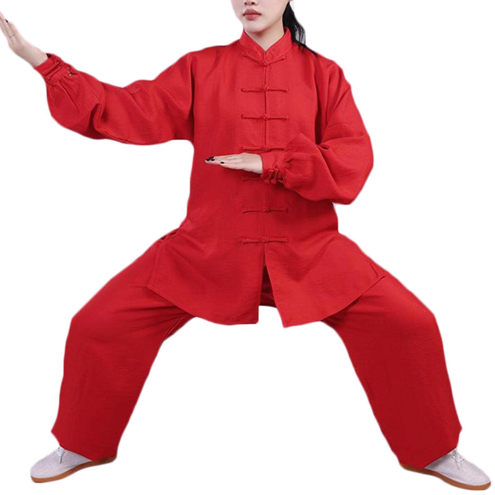 Tai Chi mundur odzież sztuki walki zestawy mężczyźni kobiety chińskie tradycyjne skrzydło Kung Fu Chun Taekwondo ubrania treningowe, czerwono-L