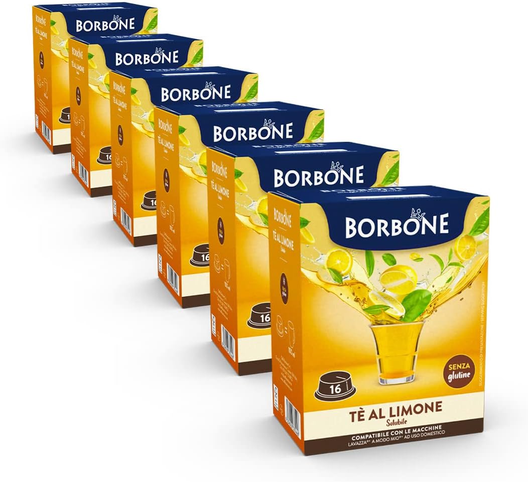 Caffè Borbone Tè al Limone - 96 Capsule (6 Confezioni da 16) - Compatibili con le Macchine ad Uso Domestico Lavazza* A Modo Mio* Solubili Tè al Limone - Immagine 2
