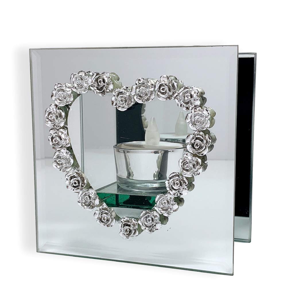 Buy Infinity Glass Tealight Candle Holder Mirrored Glass Silver