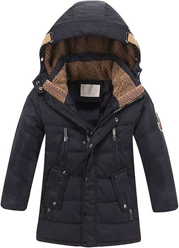 Mallimoda - Abrigos de inverno con capucha y relleno de plumón para niño Estilo 1 negro,Estilo 1 Azul Profundo,anaranjado ( Style 1 Orange),Estilo 1