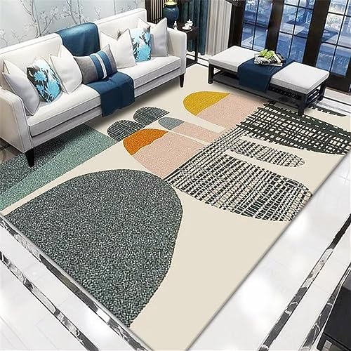 Tapis antidérapant jaune 160x200cm géométrique sans glisse - 2