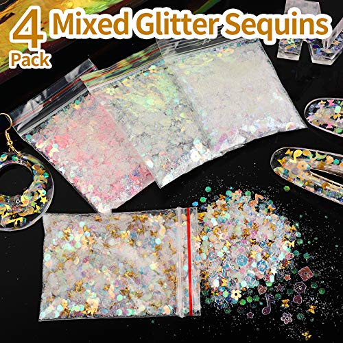 41Pcs Resin Supplies Kit, Leobro Extra Fine Glitter For Resin, Resin Glitter Flakes Sequins, Foil Flakes, Mixing Stick &Tweezers, Craft Glitter For Resin Crafts, Nail Art, Jewelry Tumbler Making #TOP5