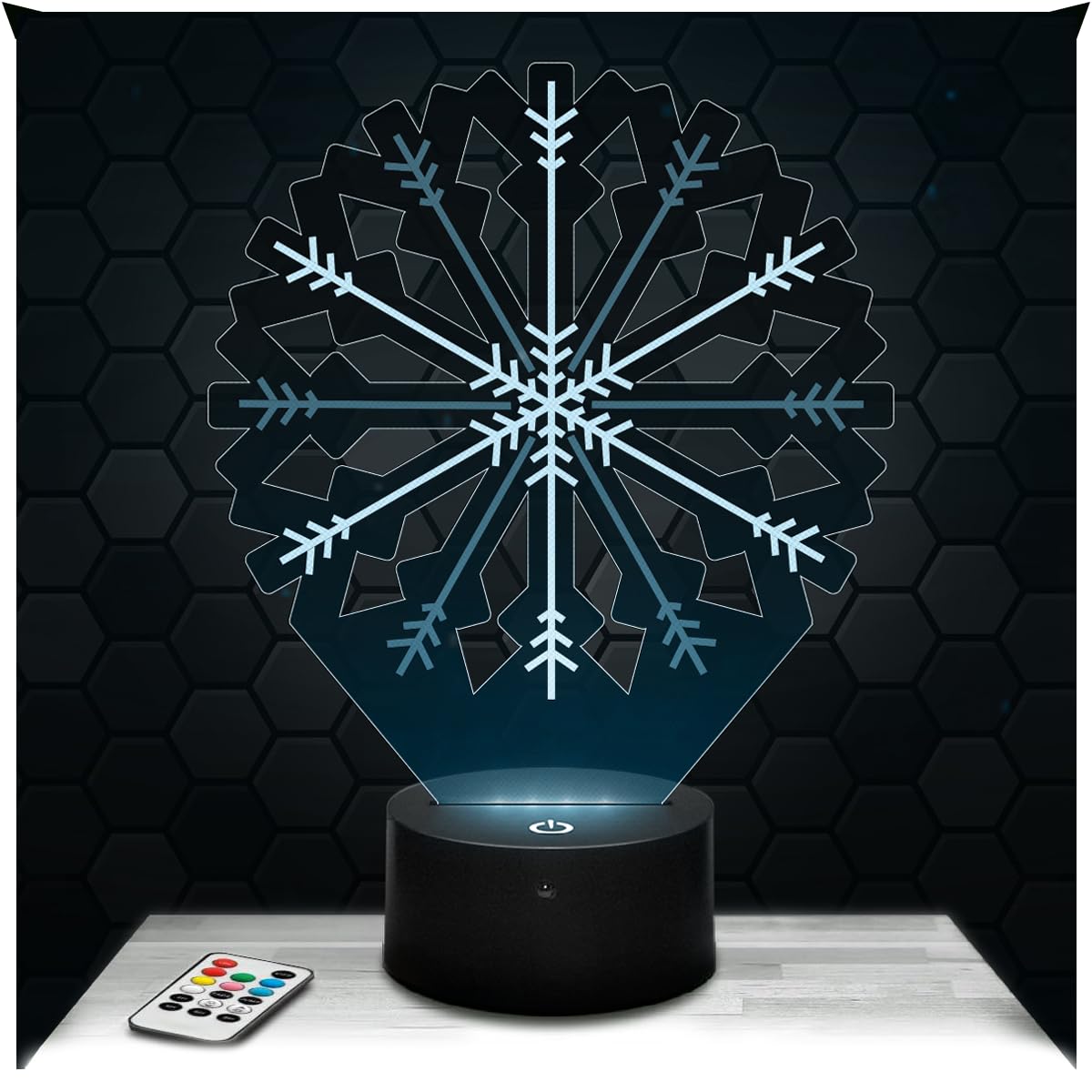 Lampephoto.fr - 3D Snowflake Winter Lamp, Touch LED Night Light, 3D Hologram Effect, Christmas Birthday Gift Idea for Men and Women, Bedroom Decoration Object