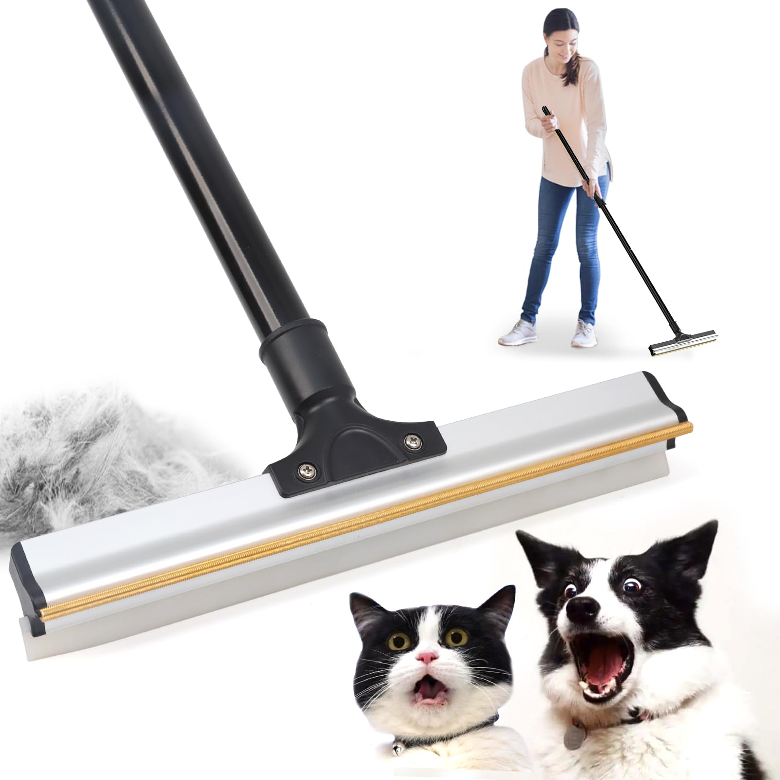 Wdmiya Quita Pelos Mascota para Alfombras 120 CM Adjustable, Removedor Quitapelos para Pelos de Gatos Perros Animales, Cepillo Pelos Sofá Muebles Coche, Escoba Quita Pelos Pet Hair Remover