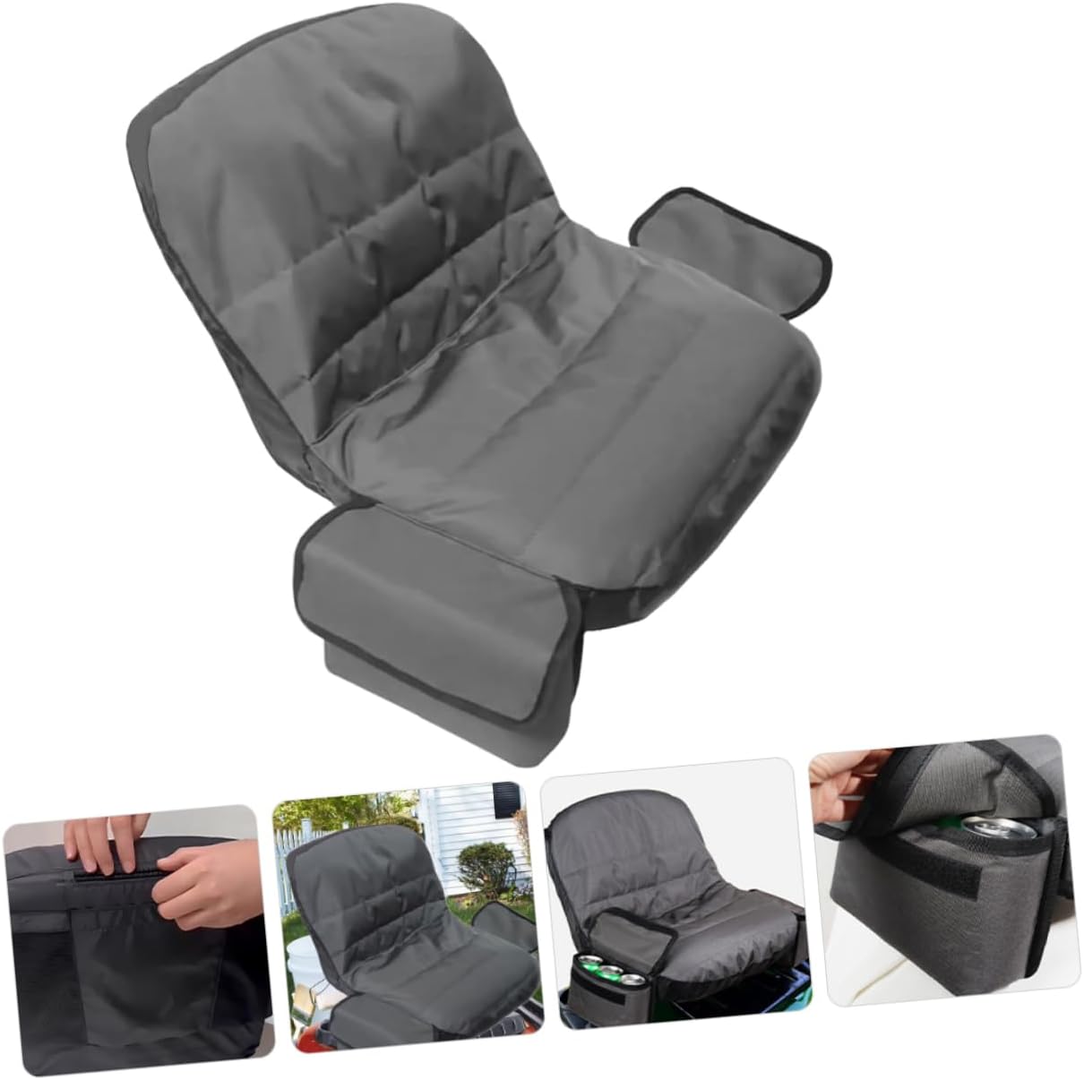 Riding Lawn Mower Seat Cover Tool Bags Gray Full-Protection Tractor Seat Cover for Outdoor Use Sturdy Waterproof Mower Accessories