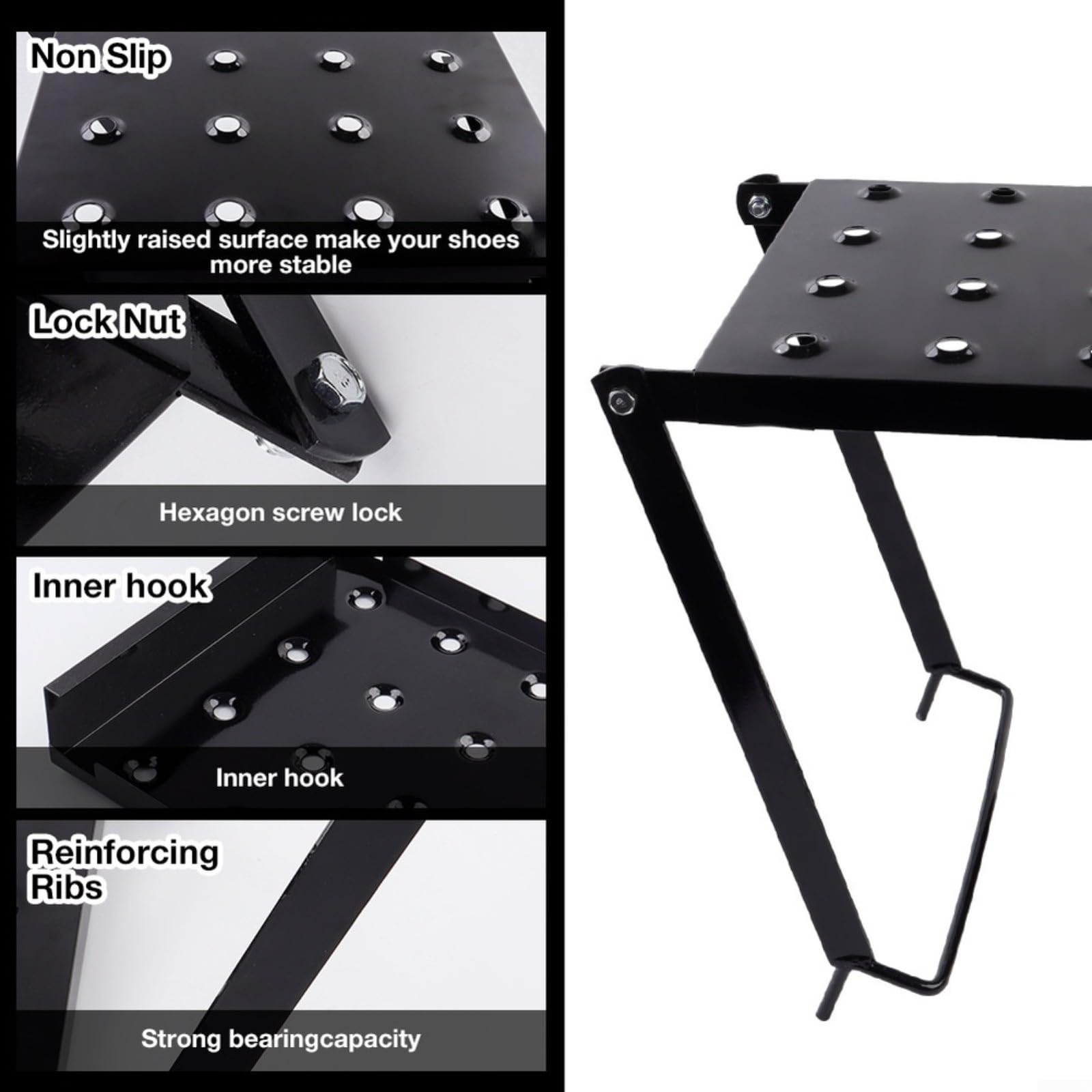 Escalera de aleación de aluminio, taburete plegable, plataforma antideslizante, estante resistente (plateado)