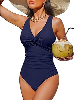 Women Tummy Control One Piece Swimsuit - Push Up Bathing Suit Full Coverage Slimming Swimwear