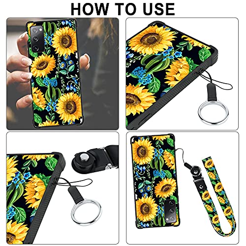 Ziye Galaxy S20 Fe Case Floral Flower Sunflower Hard Lanyard Case With Phone Ring Holder,Full Body Protection Shockproof Drop Protection Soft Tpu Bumper Cover Protective Phone Case… #TOP6