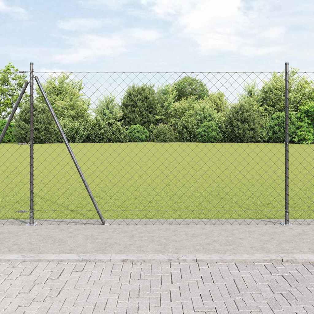 Lot de 10 poteaux de clôture gris de 1,5 m de hauteur en acier avec revêtement en PVC, mailles de 60 x 60 mm, résistants à la corrosion et aux intempéries, pour jardin et terrasse