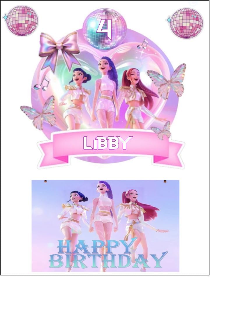 KPOP Pink Personalised Cake Decals Decorations A4 Icing Sheet Edible Cake Topper Edible
