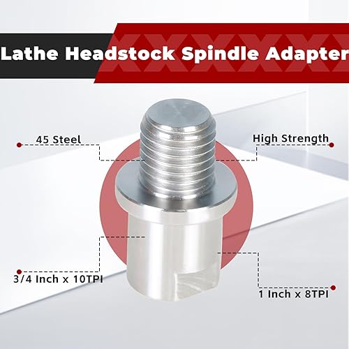 Vista 4 de findmall Adaptador de husillo de cabezal de torno convierte 3/4 pulgadas x 10 TPI a 1 pulgada x 8TPI para torno de carpintería