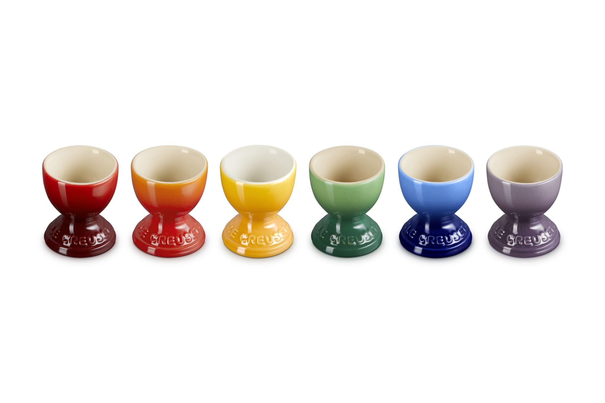 Le Creuset Steingut-Regenbogenset mit 6 Eierbechern