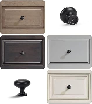 Black Knobs for Cabinets 6 Pack, 1-1/5 Inch Solid Drawer Dresser Knobs, Round Kithchen Cupboard Pulls, Zinc Alloy