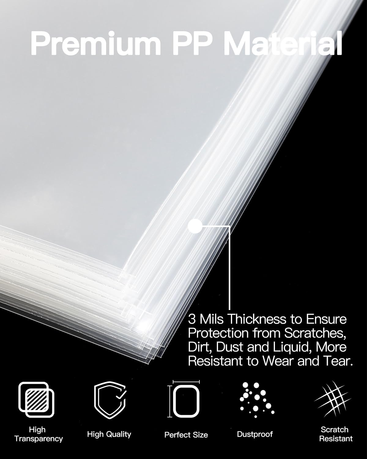 Pochette Vinyle 33 Tours Extérieur 25 x 12 Pouces Protection Transparente Polypropylène Durable