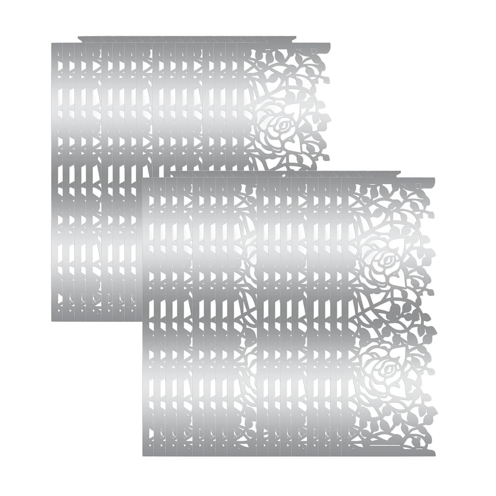 CTRLZS 100pcs Disposable Rose Flower Paper Napkin Rings Cut Foil Paper Napkin Holder, Rings Silver