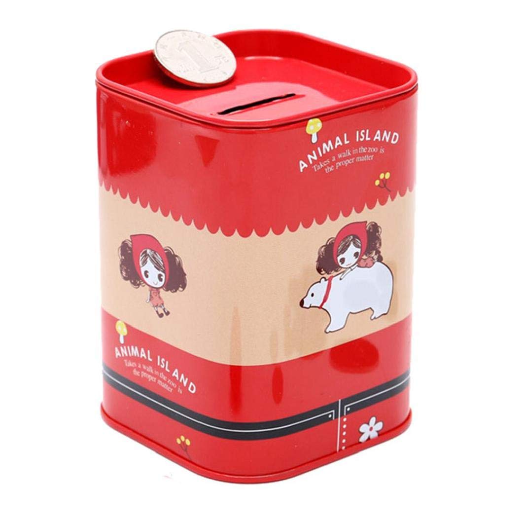 Hotaden Cartoon Money Boxes Piggy Bank Square Money Boxes Tinplate Box Money Saving Pot Coin Box Storage Tank Gift
