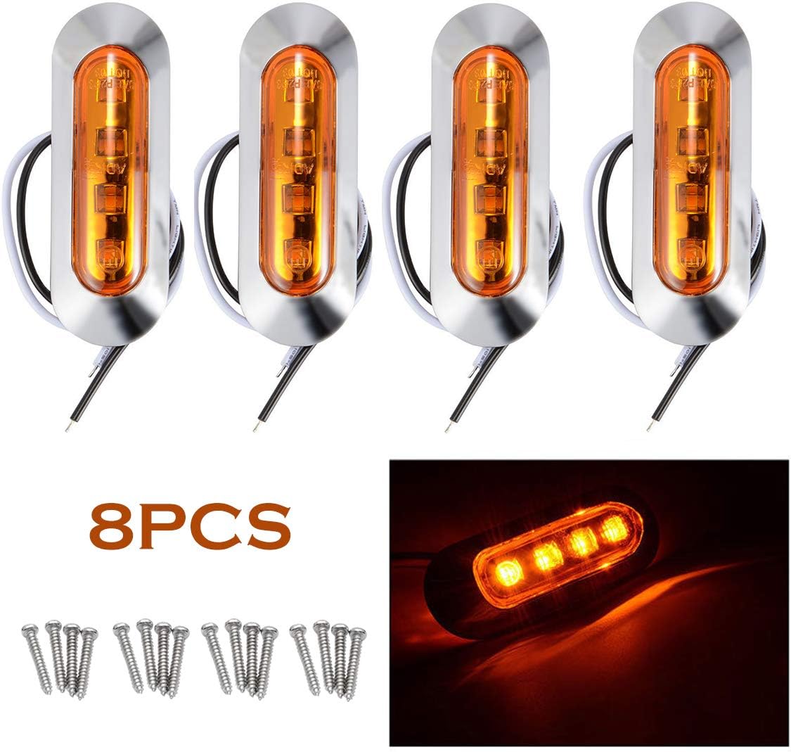 MASO 8X 4LED Luces laterales LED Luces de marcador lateral 12V 24V Luces Indicador de parada para coche universal, camión, caravana, camión (rojo)