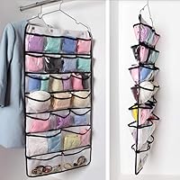 Vista 5 de Bolsa organizadora colgante, soporte de almacenamiento de doble cara que ahorra espacio con para medias, calcetines, ropa interior, corbatas