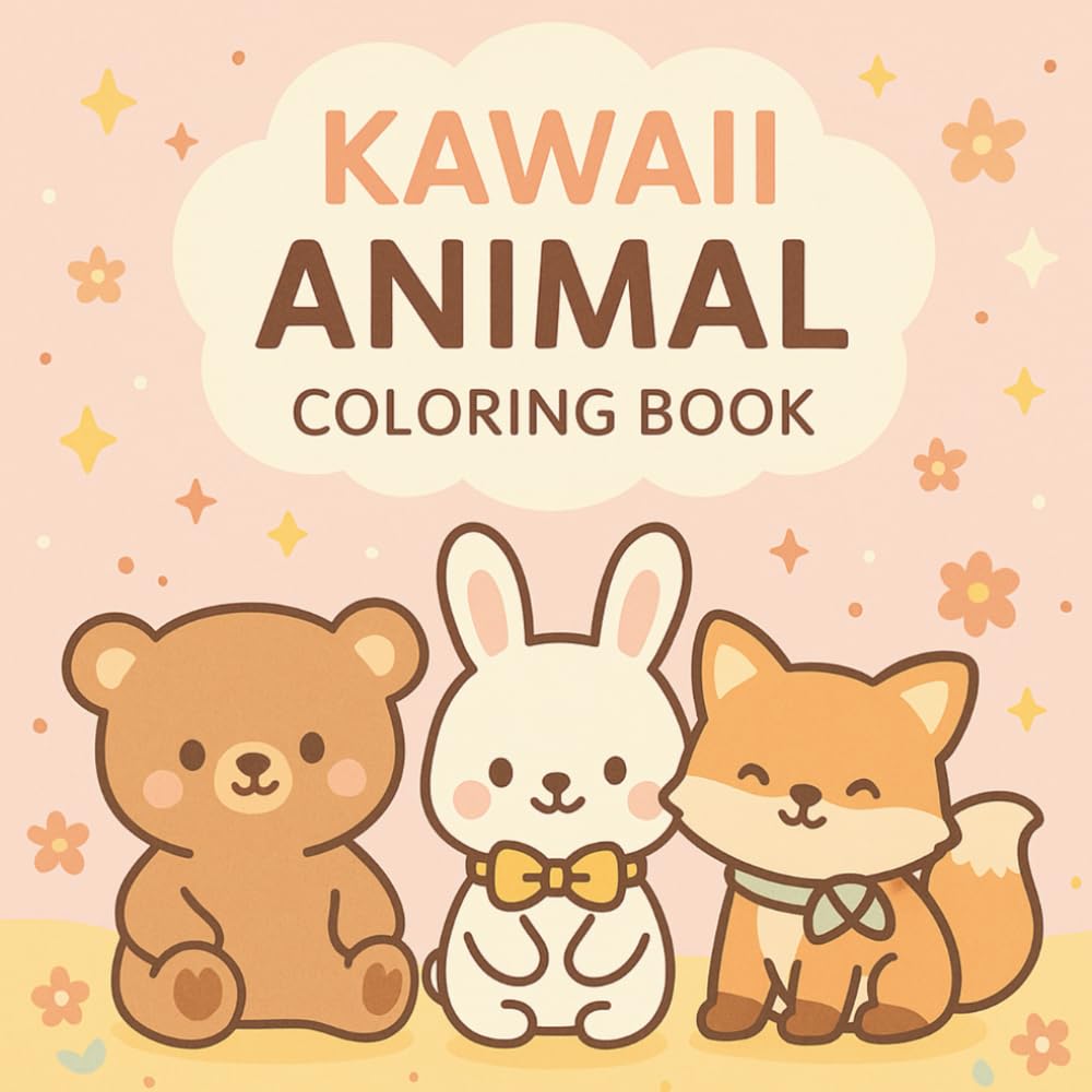 Kawaii Animals Coloring Book for Kids Ages 4–8: 50 Cute Animal Scenes to Color – Fun Kawaii Pictures for Relaxing, Creative Play (Kawaii Animals Coloring Series)
