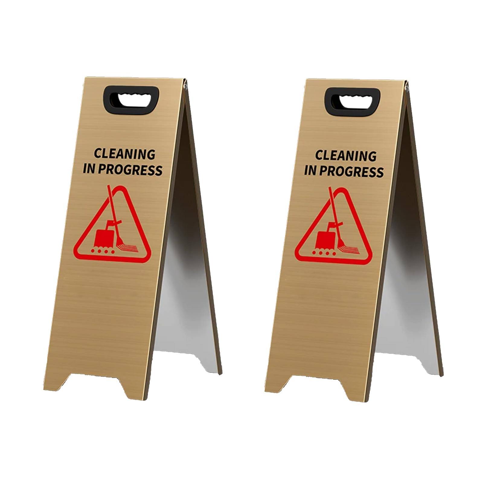Señal de precaución plegable con marco en A, señal de advertencia de piso mojado de acero inoxidable resistente con mango cómodo, señal de seguridad portátil para uso comercial, público e indu golden