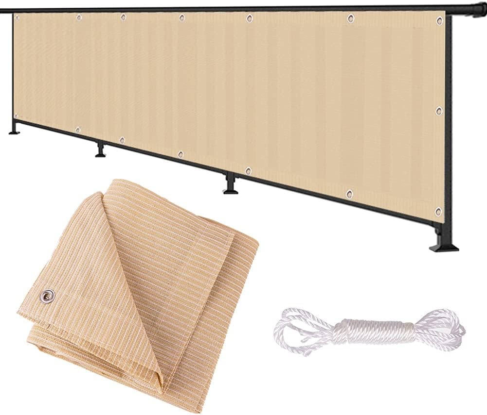 JvFbjLF Balcony Fence Garden Fence Screens UV Resistant Anti UV with Grommets