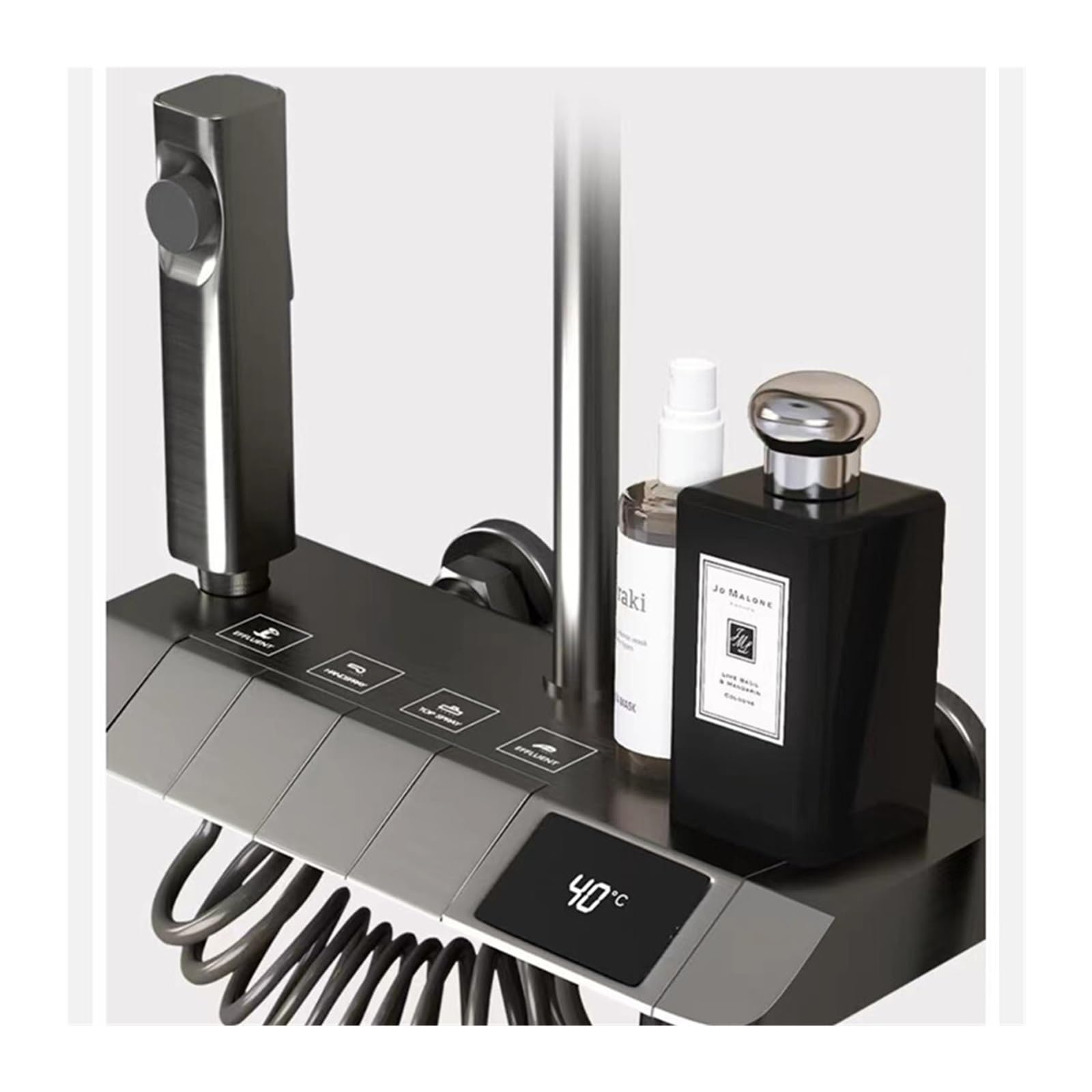 Set di rubinetti for Doccia da Bagno con Display Digitale, Accessori for bagni Il Flusso d'Acqua Produce elettricità, Set di sistemi Doccia for Pianoforte Nero(GunGrey Square)