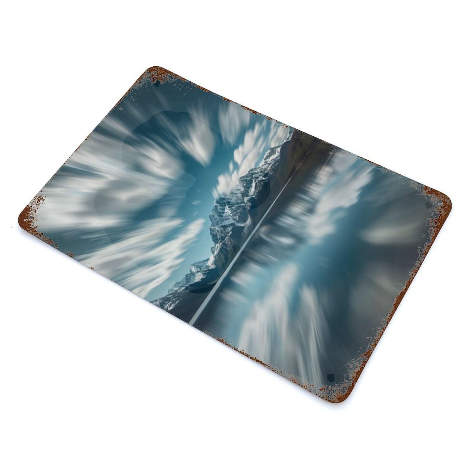Garage Style Glacier Bay Aged Metal Wall Plaque 11.8"x7.9", Farmhouse Wall Decor for Bar And Workshop
