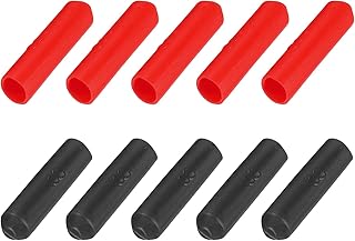 MECCANIXITY 30Pcs Heat Shrink End Cap 8mm ID x 35mm L 3:1 Ratio Heat Shrink Tubing Caps Lined Sealed Waterproof Adhesive for Electrical Wire Cable, Black/Red