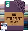 Utopia Bedding Fitted Sheet King, Purple - Deep Pocket 14 inch (35 cm) - Easy Care - OEKO-TEX Certified - Soft Brushed Microfibre Fabric - Shrinkage and Fade Resistant - Bottom Sheet