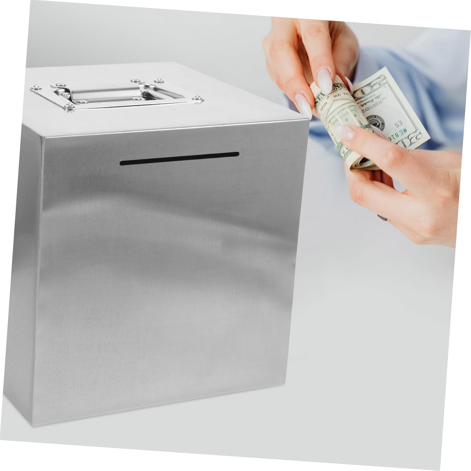 UPKOCH Sturdy Stainless Steel Piggy Bank Money Box Adult Coin Jar Safe Money Saver for Cash