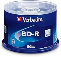 Verbatim BD-R 25GB 16X Blu-ray Discs 50-Pack Spindle - Scratch-Resistant, Archival HD Media Storage