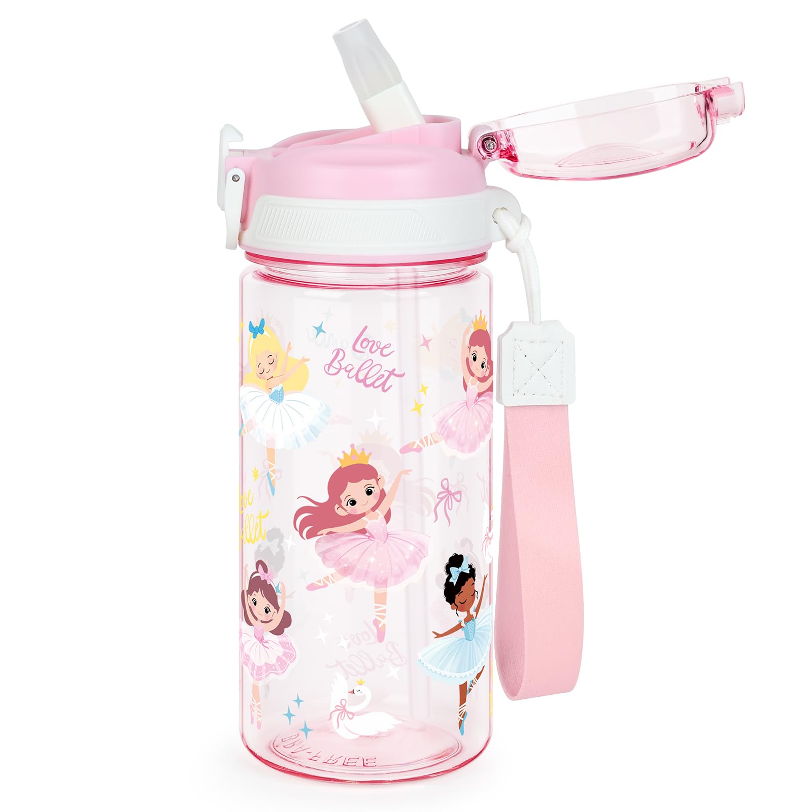 wooshwa Tritan Kids Water Bottle for School, 16 oz Plastic Water Bottle
