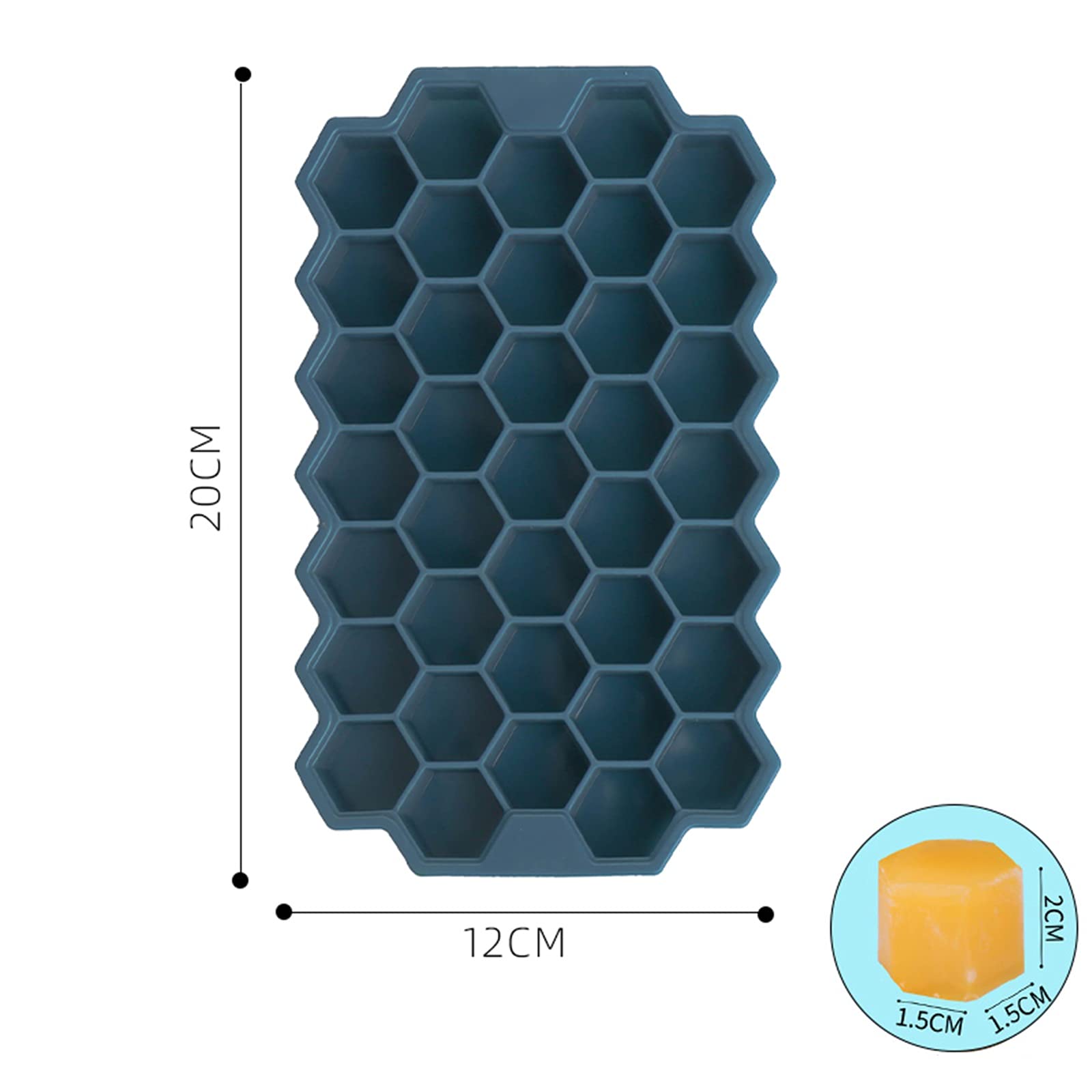 Silikon-Eiswürfelformen, 4 Stück, sechseckige Form mit Deckel, stapelbares Tablett für gekühlte Getränke, Whisky, Cocktails, Lebensmittel, einfache Entnahme, BPA-frei (Marineblau)