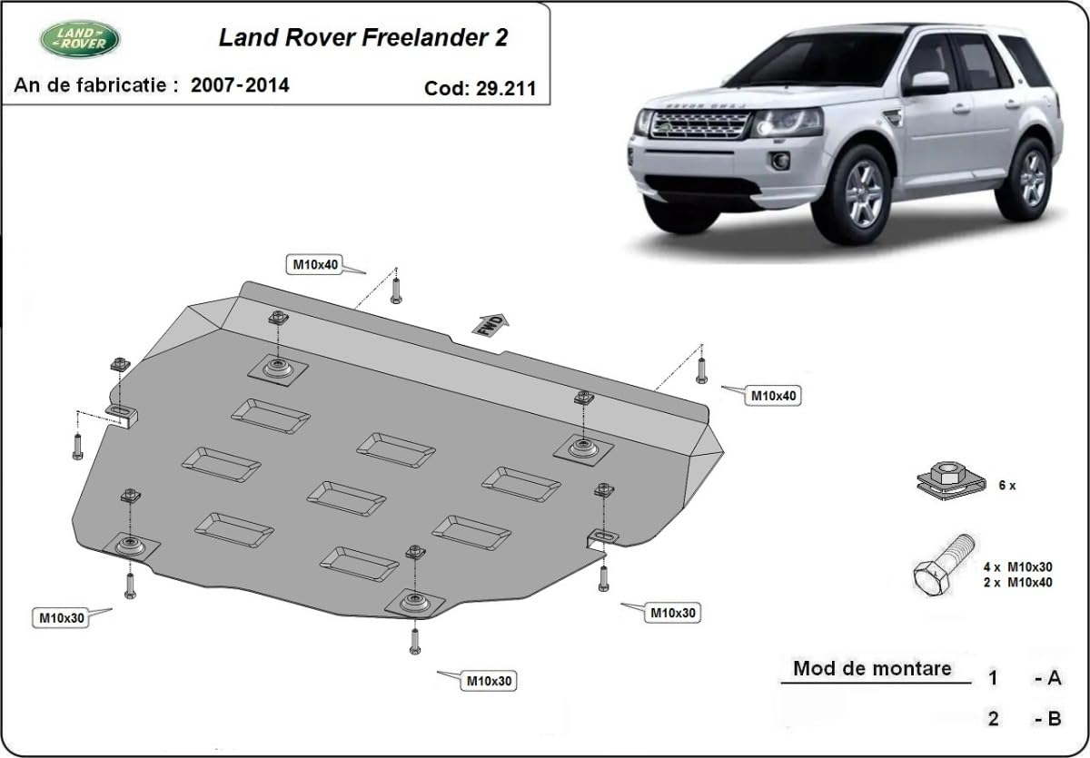 Protección inferior del motor metálica compatible con Land Rover Freelander 2 (2007-2014)
