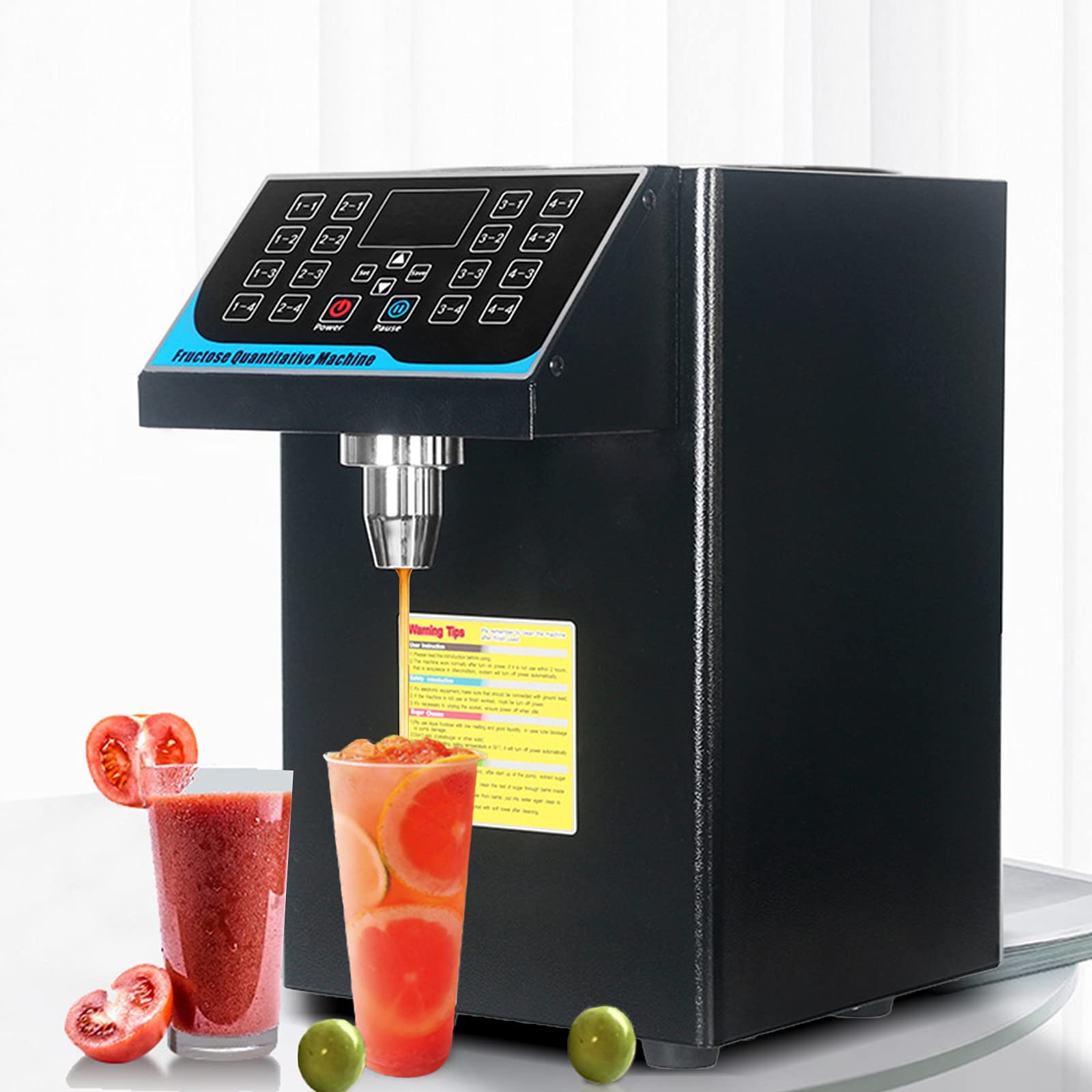 Futchoy Distributeur automatique de fructose et de sirop 7,5 l - Pour voiture, thé à bulles, fructose, machine quantitative - Pompe à sucre pour lait, thé, café