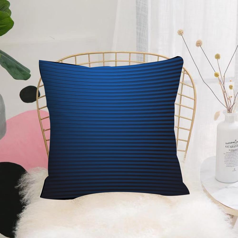 HYOSXW Cushion Cover,Throw Pillow Case Home Decorative for Living Room Bedroom Sofa Chair 16X16 Inch,Navy,Digital Stylized Horizontal Lines Ombre Effects Modern,Pillowcase 40X40cm