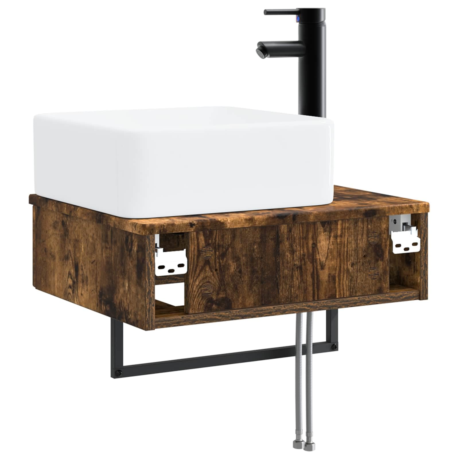 Genérico Lavabo de Lavado Montado en la Pared Roble Ahumado,Mobiliario,Armarios y Almacenamiento,Tocadores de baño,50 x 41 x 39 cm-890193