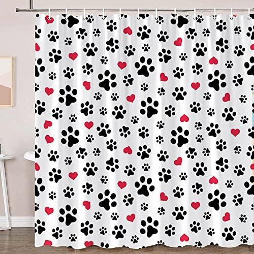 Dog Paw Shower Curtain Animal Foot Print Cute Pet Puppy