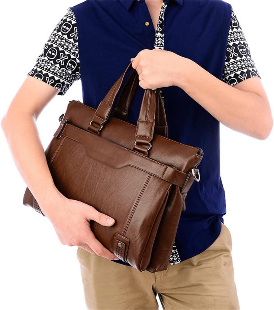 Men Briefcase Fashion Men's Bag PU Leather Male Briefcases Handbags Laptop Bag